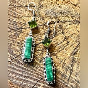 Green Malachite Earrings 2”